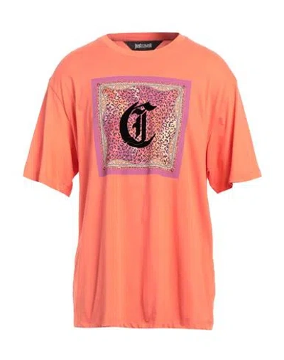 Just Cavalli Man T-shirt Coral Size Xxl Cotton In Red