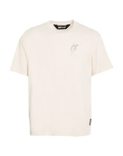 Just Cavalli Man T-shirt Ivory Size 3xl Cotton In White