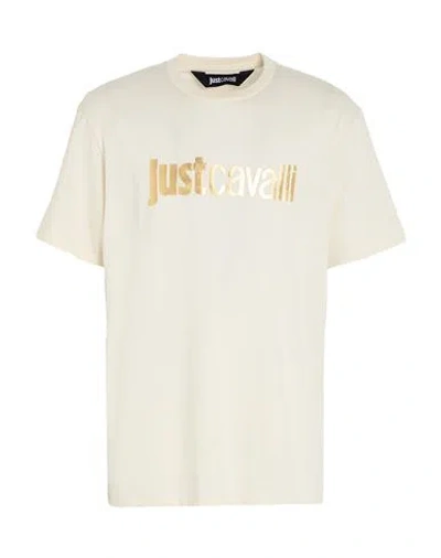 Just Cavalli Man T-shirt Ivory Size Xxl Cotton In White
