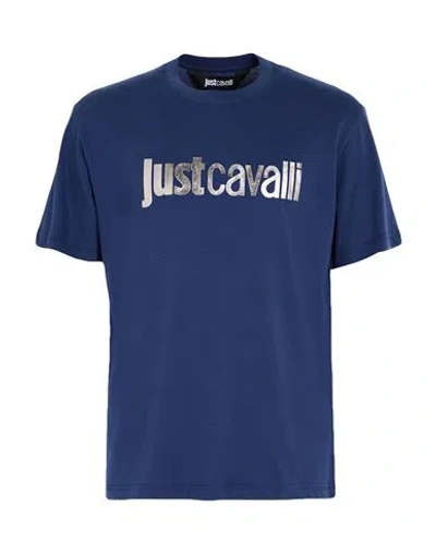 Just Cavalli Man T-shirt Navy Size Xl Cotton In Blue
