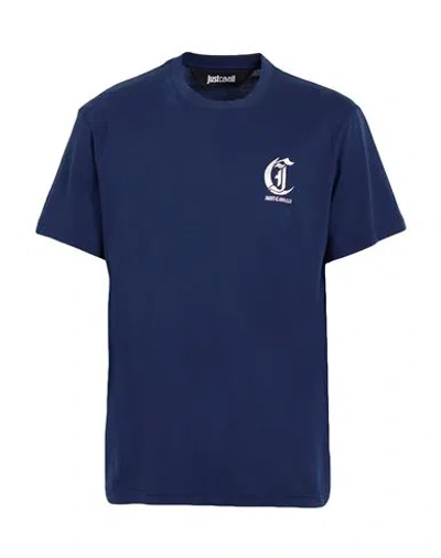 Just Cavalli Man T-shirt Navy Size Xxl Cotton In Blue