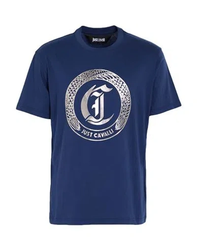 Just Cavalli Man T-shirt Navy Size Xxl Cotton In Blue
