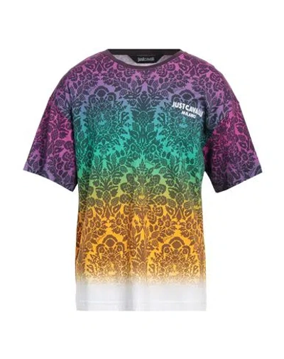 Just Cavalli Man T-shirt Plum Size L Cotton In Purple