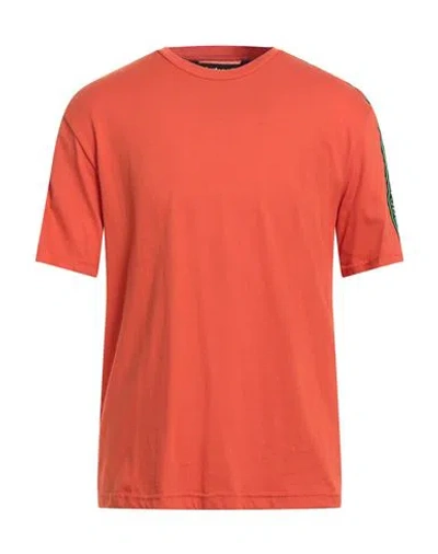 Just Cavalli Man T-shirt Rust Size L Cotton In Red