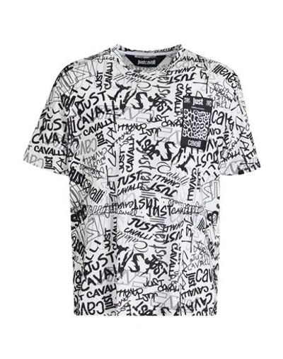 Just Cavalli Man T-shirt White Size L Cotton