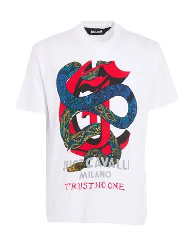 Just Cavalli Man T-shirt White Size M Cotton