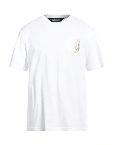 Just Cavalli Man T-shirt White Size L Cotton