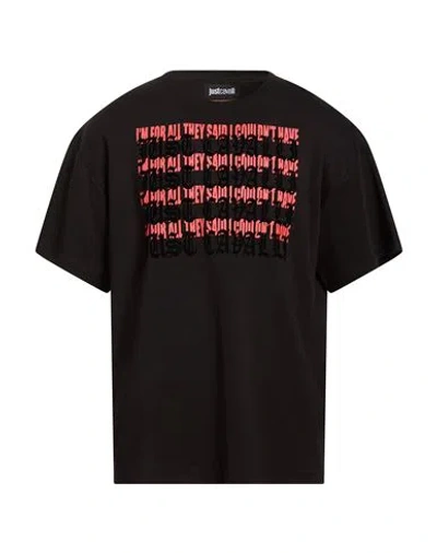 Just Cavalli Man T-shirt Black Size M Cotton