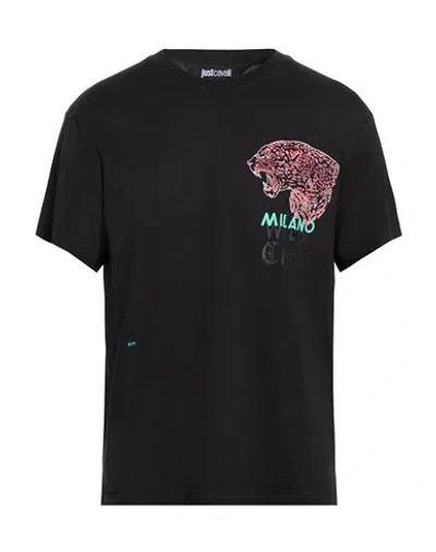 Just Cavalli Man T-shirt Black Size S Cotton