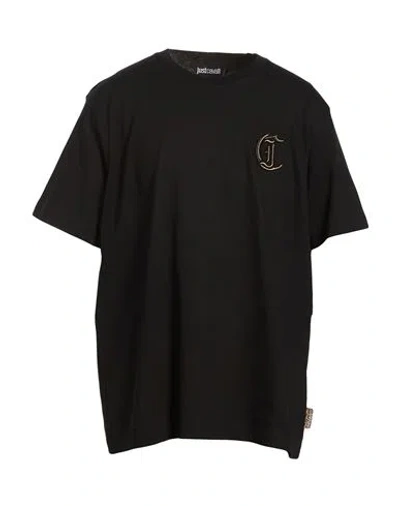 Just Cavalli Lurex Logo-embroidered T-shirt In Black