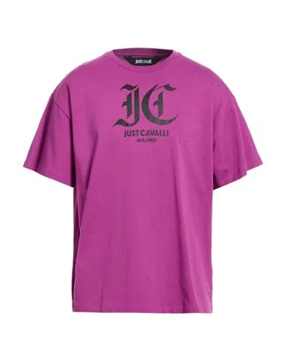 Just Cavalli Man T-shirt Mauve Size 3xl Cotton In Purple