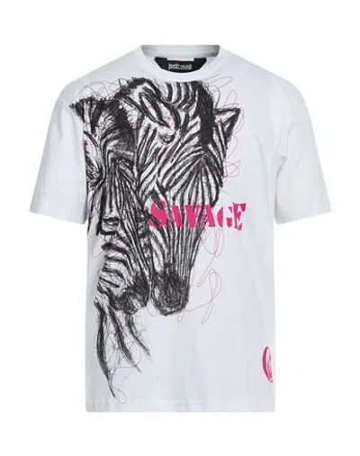 Just Cavalli Man T-shirt White Size L Cotton