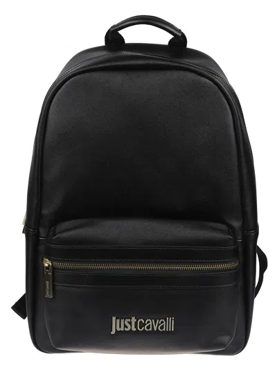 Just Cavalli Metal Lettering Logo Back Pack In Black