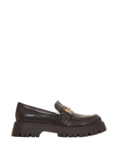 Just Cavalli Metal-logo Chunky-sole Loafers In Black