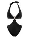 Just Cavalli Metallic-snake One-piece In Black
