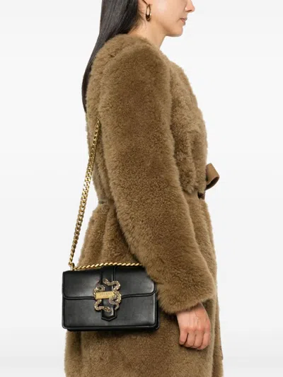 Just Cavalli Metallic-snake Shoulder Bag In Black