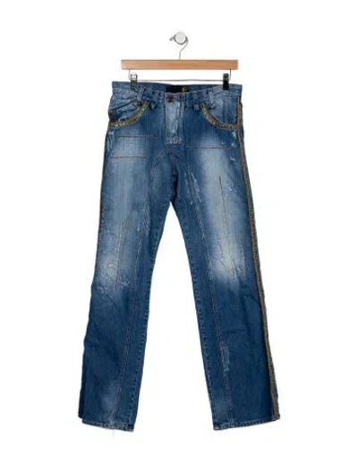Pre-owned Just Cavalli Mid-rise Straight Leg Jeans In Blue
