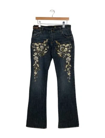 Pre-owned Just Cavalli Mid-rise Wide Leg Jeans In Blue