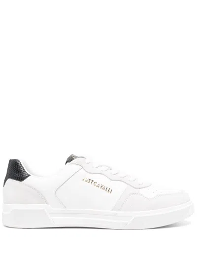 Just Cavalli Logo-print Panelled Leather Trainers In White
