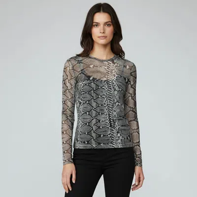 Pre-owned Just Cavalli Monochrome All Over Snakeskin Print Mesh Sheer Top L In Black
