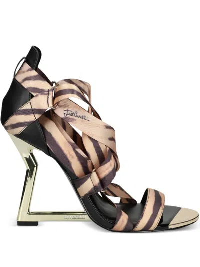 Just Cavalli Multi-way Straps Sandals In Neutrals