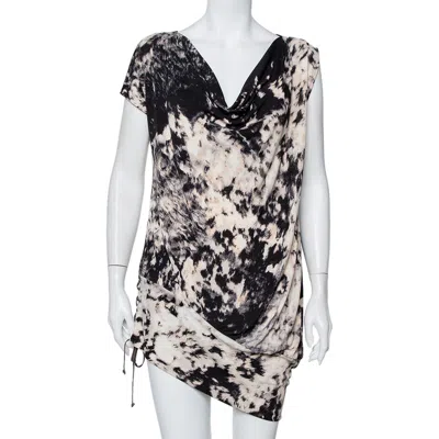 Just Cavalli Multicolor Abstract Printed Knit Tie Detail Mini Dress