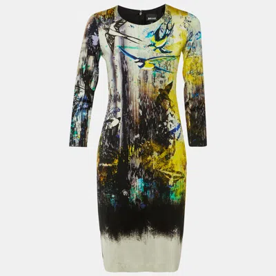 Pre-owned Just Cavalli Multicolor Bird Print Jersey Sheath Dress M