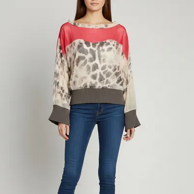 Pre-owned Just Cavalli Multicolor Chiffon Draped Blouse S