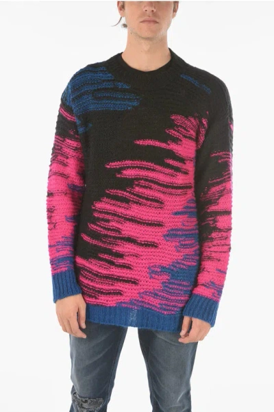 Just Cavalli Multicolor Crew-neck Sweater In Black