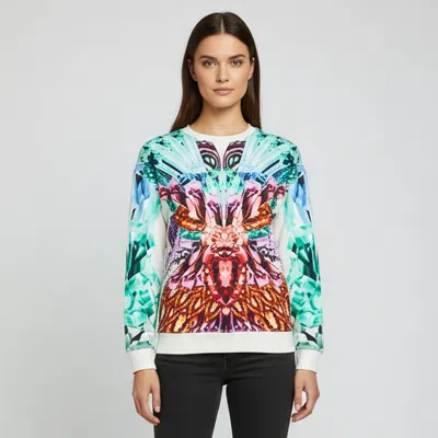 Pre-owned Just Cavalli Multicolor Crystal Butterfly Print Cotton Sweatshirt S