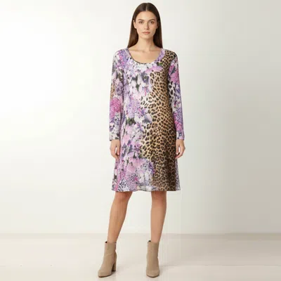 Pre-owned Just Cavalli Multicolor Floral And Leopard Printed Jersey Midi Dress M