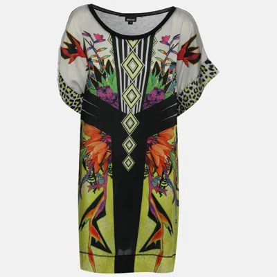 Pre-owned Just Cavalli Multicolor Floral Print Polyester Top Xl