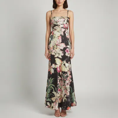 Pre-owned Just Cavalli Multicolor Floral Print Satin Sleeveless Maxi Dress M
