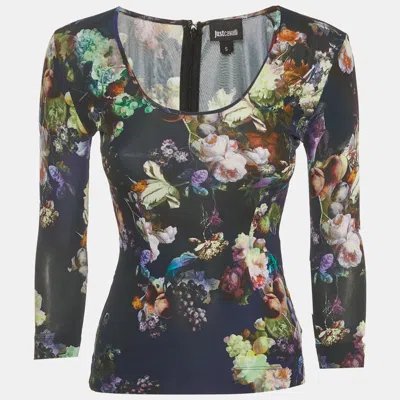 Pre-owned Just Cavalli Multicolor Paradise Print Jersey Top S