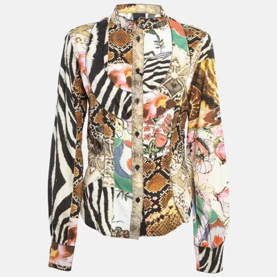 Pre-owned Just Cavalli Multicolor Printed Cotton Blend Shirt M