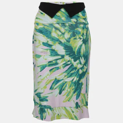 Just Cavalli Multicolor Printed Jersey Midi Skirt