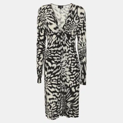 Pre-owned Just Cavalli Multicolor Printed Jersey V Neck Mini Dress M