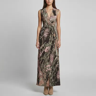 Pre-owned Just Cavalli Multicolor Printed Knit V-neck Maxi Dress M