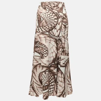 Pre-owned Just Cavalli Multicolor Printed Satin Flared Maxi Skirt L