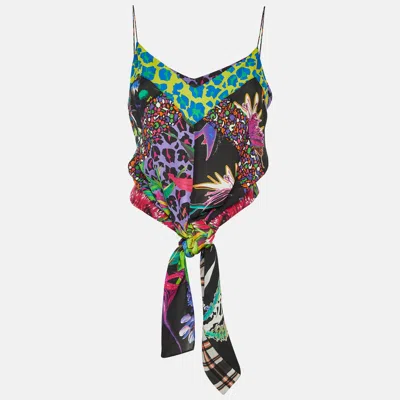 Pre-owned Just Cavalli Multicolor Printed Silk Open Back Camisole Top S