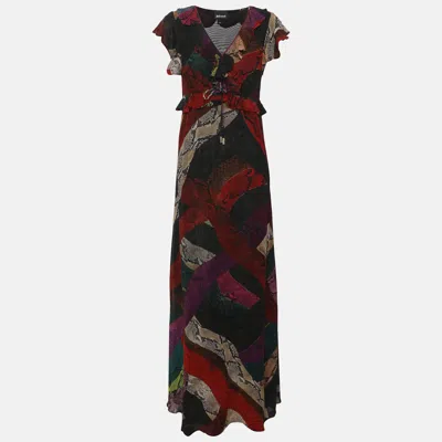 Pre-owned Just Cavalli Multicolor Snake Print Crepe Maxi Dress S