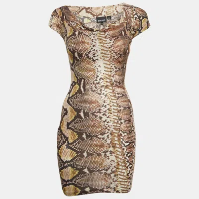 Pre-owned Just Cavalli Multicolor Snakeskin Print Knit Mini Dress Xs