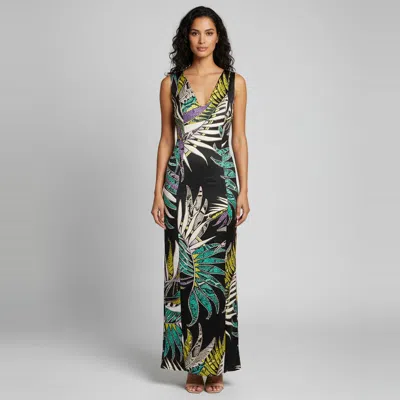 Pre-owned Just Cavalli Multicolor Tropical Snakeskin Print Satin Maxi Dress S