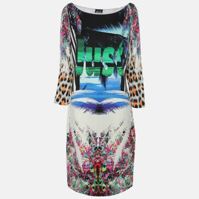 Pre-owned Just Cavalli Multicolor Viscose Blend Midi Dress Xl
