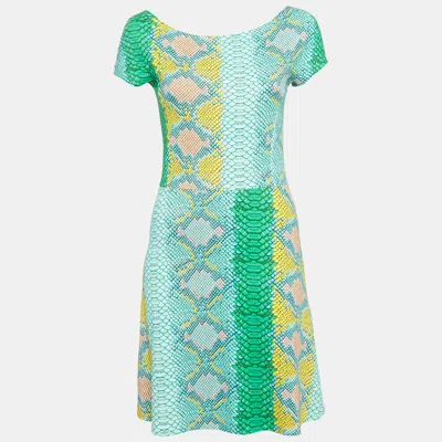 Pre-owned Just Cavalli Multicolour Snakeskin Print Jersey Mini Dress M