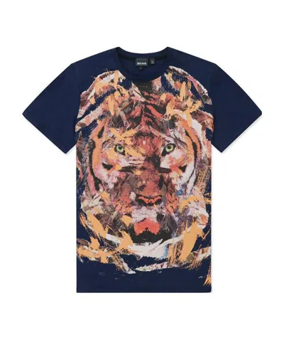Just Cavalli Navy Blue Printed T-shirt In Black