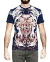 Just Cavalli Navy Blue Printed T-shirt In Multicolor