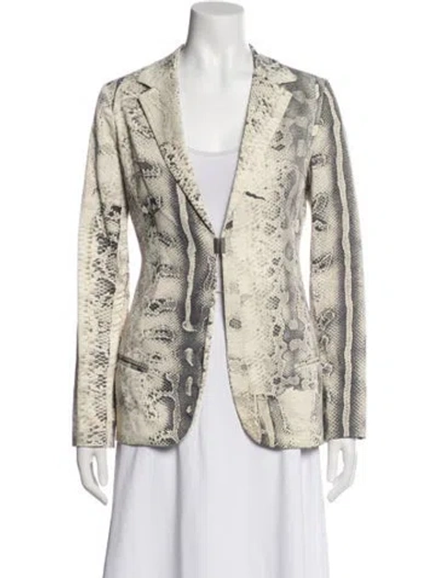 Pre-owned Just Cavalli Nylon Animal Print Blazer In Brown