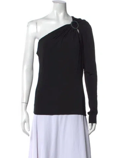 Pre-owned Just Cavalli One-shoulder Long Sleeve Top In Black