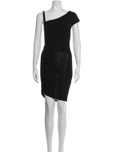Pre-owned Just Cavalli One-shoulder Mini Dress In Black